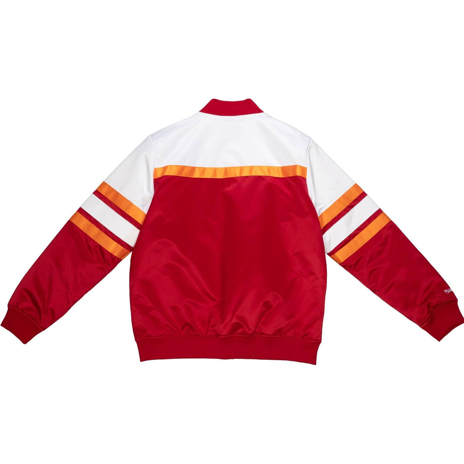 Thumbnail - Mitchell & Ness, Herren, Jacke, Heavyweight Satin Jacke - SCRIPT Tampa Bay Buccaneers - XL (XL), Rot, XL