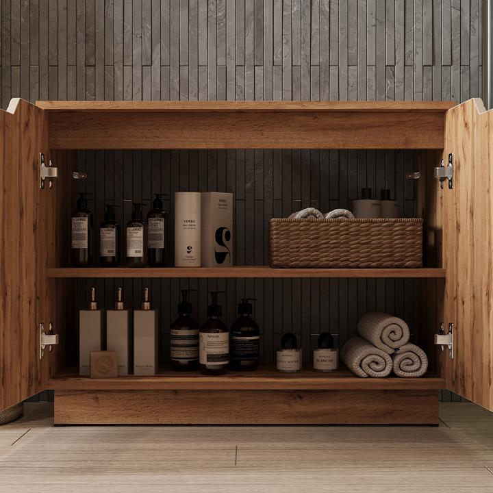 Actual product image Vicco Waschbeckenunterschrank Lotta, Eiche/Kaschmir gestreift, 79.6 x 62.1 cm mit 2 Türen (79.60 x 32 x 62.10 cm)