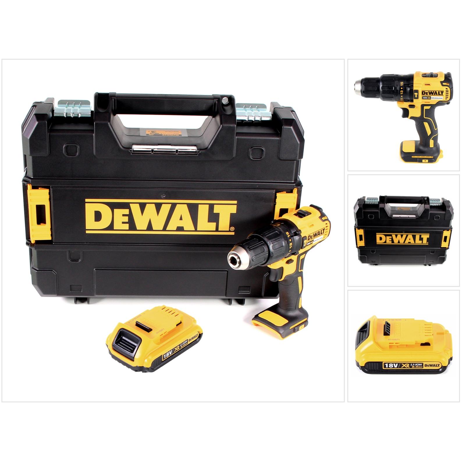 DeWalt, Bohrmaschine + Akkuschrauber, DCD 778 NT Akku Schlagbohrschrauber 18V 65Nm + 1x Akku 2,0Ah in TSTAK Box - ohne L...