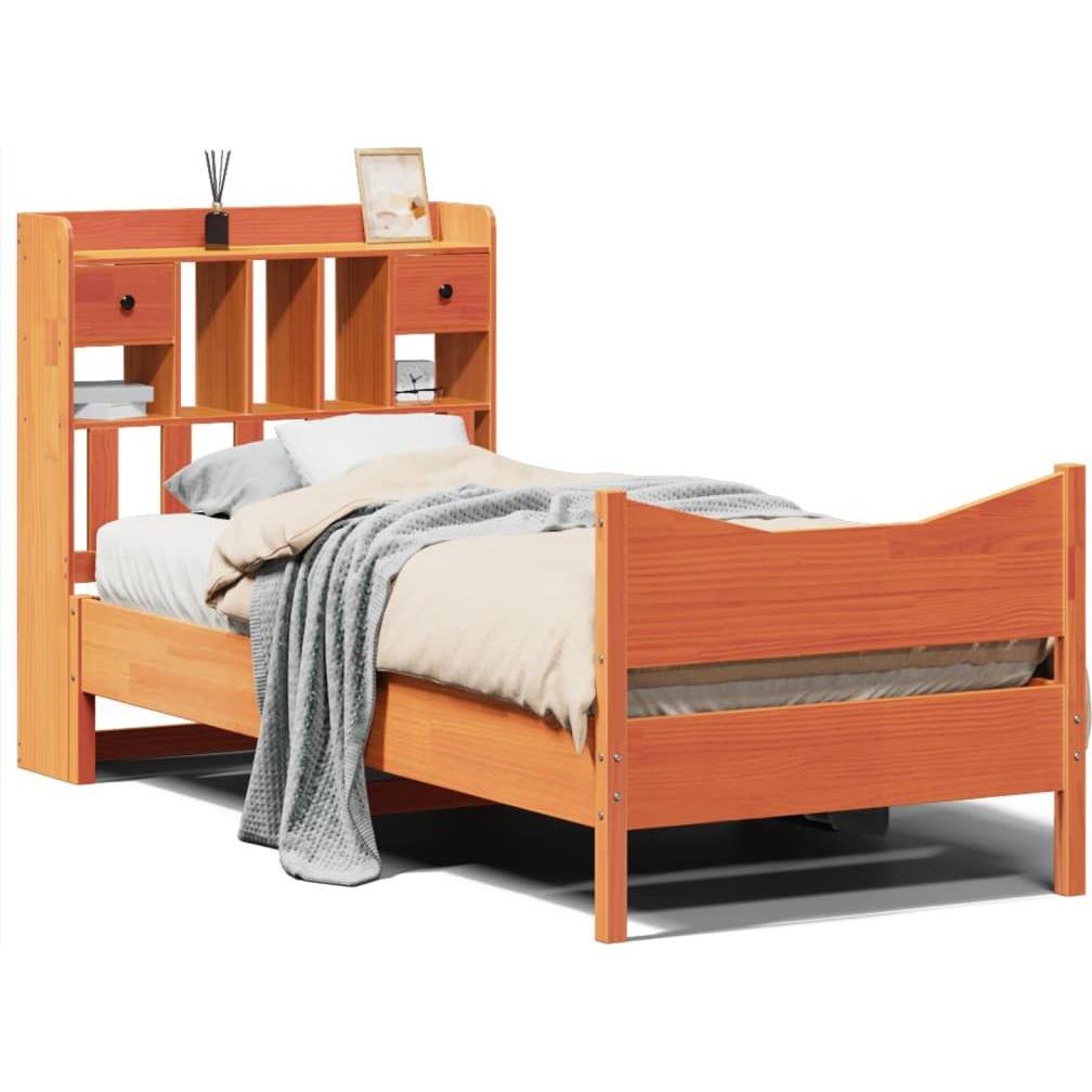 VidaXL, Bett, Massivholzbett Holzbett Bett Einzelbett Bettgestell Wachsbraun 90x200cm (90 x 200 cm)