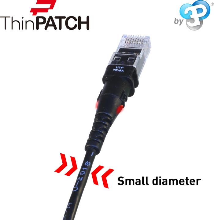 Image du produit PatchSee Câble patch ThinPatch UTP CAT 6a noir 3,1m (U/UTP, CAT6a, 3.10 m)