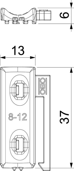 Produktbild OBO Bettermann Universal-Gegenwanne (Befestigungsschlaufen, 12 mm, 1 Stk.)