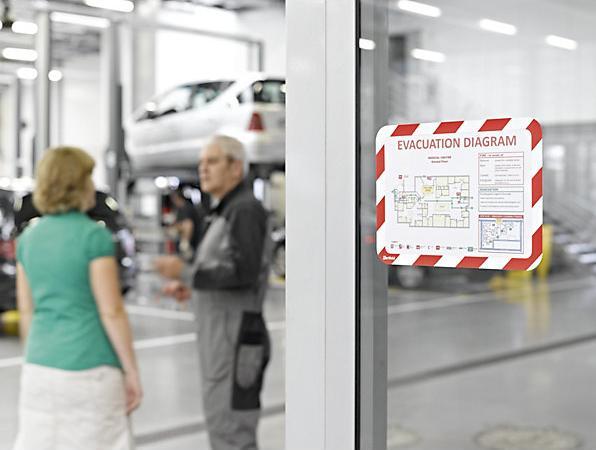 Produktbild Tarifold BIELLA Rahmen-Sichttafel Safety A4 rot/weiss selbstklebend (A4)