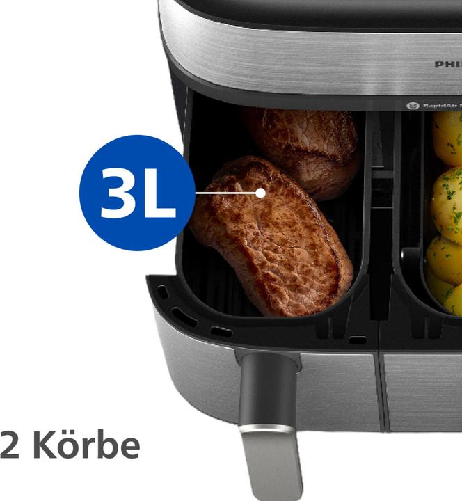 Actual product image Philips Steam Airfryer Dual Basket NA555/00