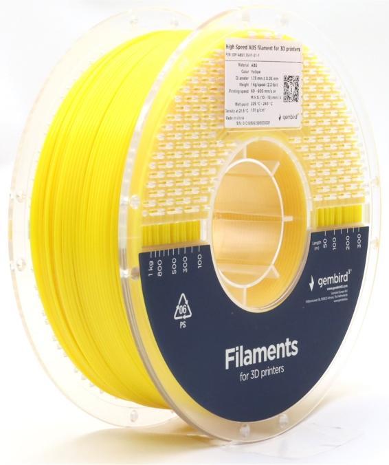 Image du produit Gembird 3DP-ABS1.75HY-01-Y (ABS, 1.75 mm, 1000 g, Jaune)