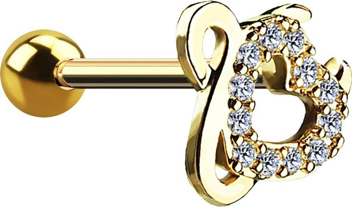 Actual product image Star Piercing Micro Barbell 14k vergoldet mit Kugel und Teufelsherz (Surgical steel 316L, Brass)