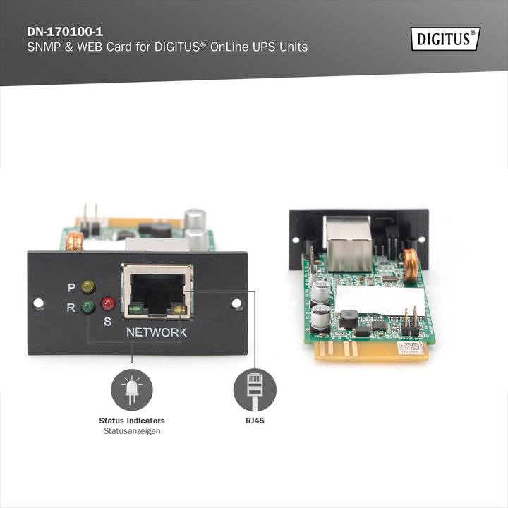 Image du produit Digitus Carte SNMP V2.0, pour onduleurs OnLine DN-170xxx