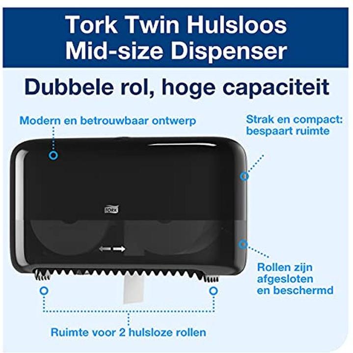 Immagine prodotto Tork Distributore di carta igienica a doppio rotolo Midi senza maniche