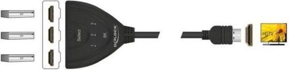 Produktbild Delock HDMI Switch 3 x HDMI in zu 1 x HDMI out 8K 60 Hz mit