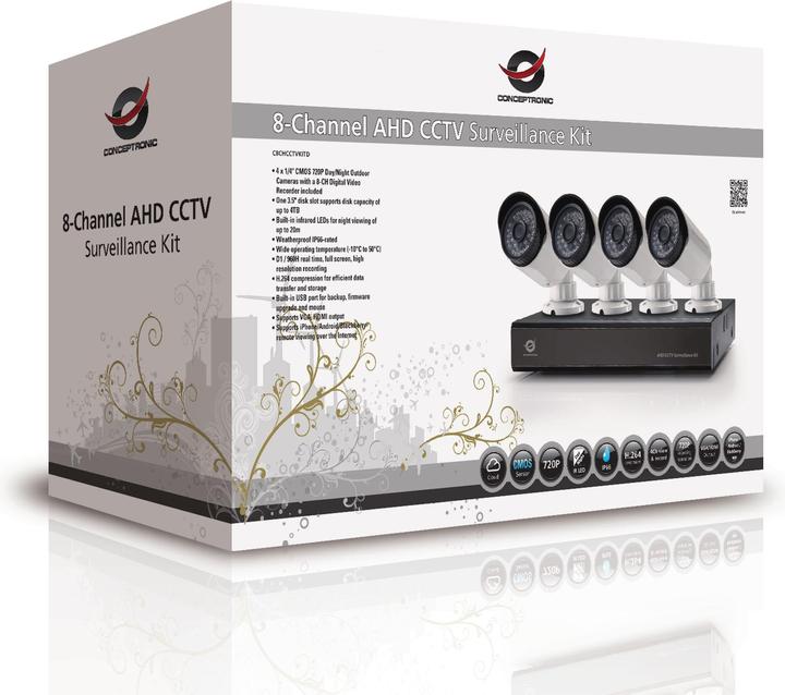 Produktbild Conceptronic C8CHCCTVKITD 8-Channel AHD CCTV Surveillance Kit (1280 x 720 Pixels)
