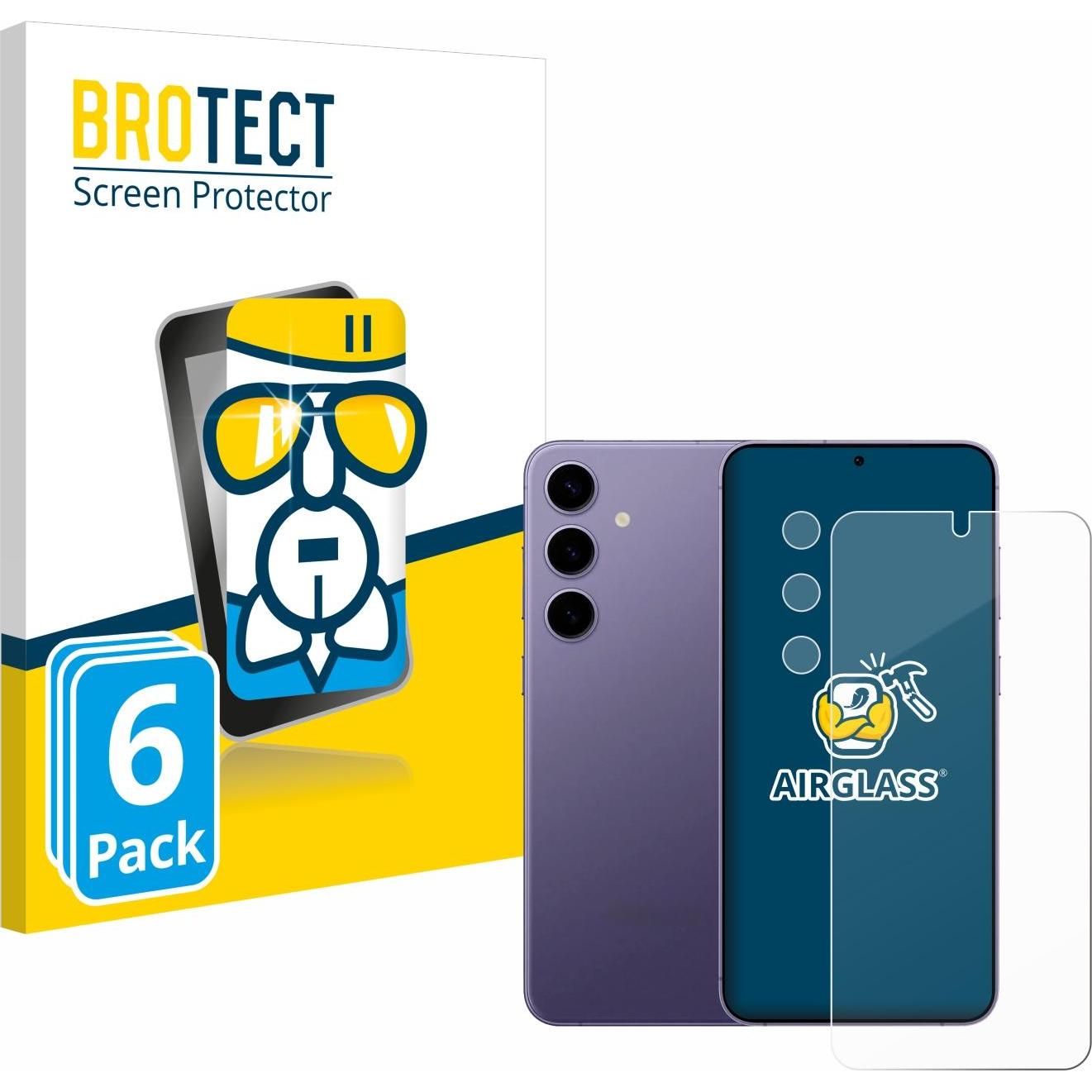 BROTECT AirGlass Panzerglasfolie (6 Stück, Samsung Galaxy S24), Smartphone Schutzfolie, Transparent