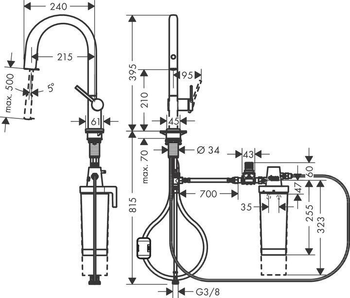 Productafbeelding hansgrohe Filtersysteem 210 Aqittura M91 Verlengslang 1 straal Startset St opt