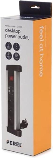 Productafbeelding Velleman 3-Voudige Tafelcontactdoosstrip Met 2 Usb-Poorten - 2,4 A - Stekker Type E (Frans Systeem) (3x, CEE 7/5, 1.40 m)