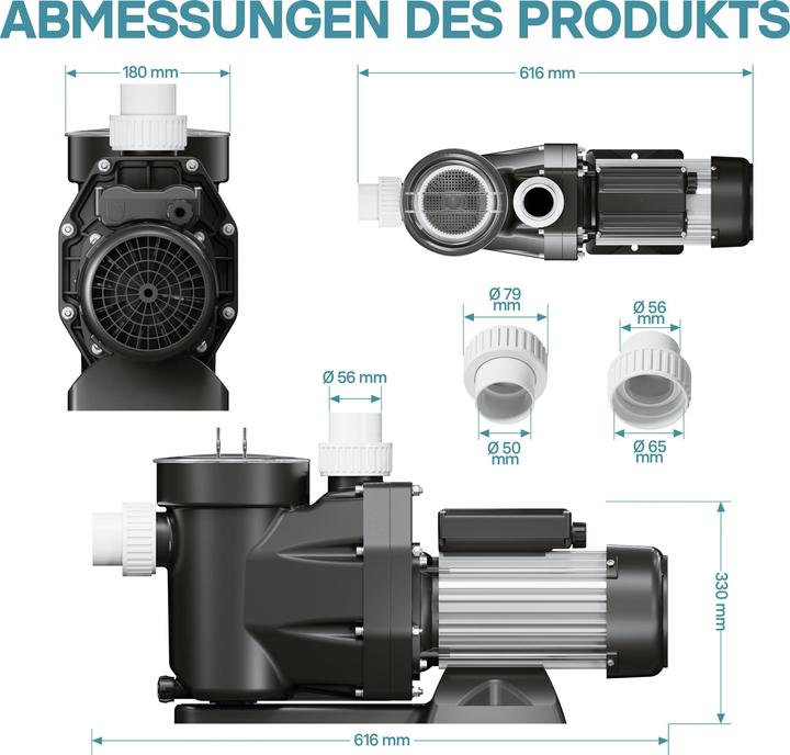 Produktbild Wiltec Poolpumpe 33600 l/h