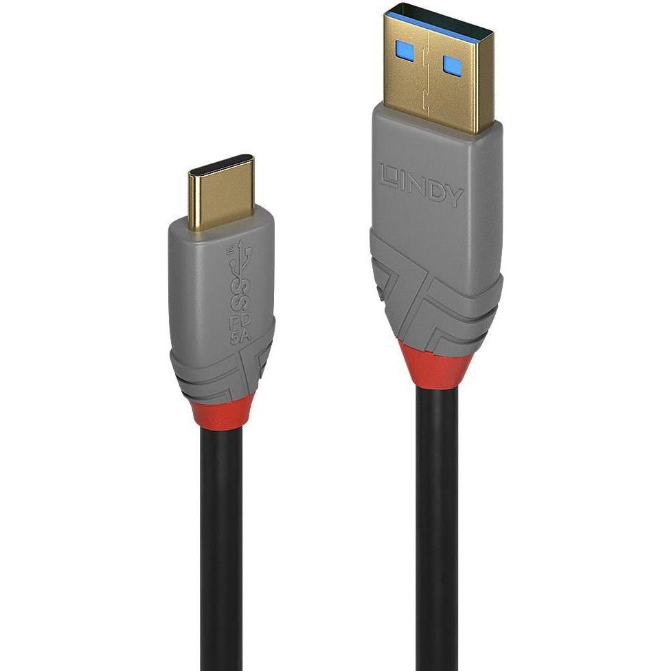 Lindy 3m USB 3.2 Typ A an C Kabel 5A PD Anthra Line (36919) (3 m, USB 3.2), USB Kabel