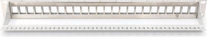 Actual product image Digitus Modular Patch Panel shielded 24-port Blank 1U Rack Mount color grey transp. labeling field