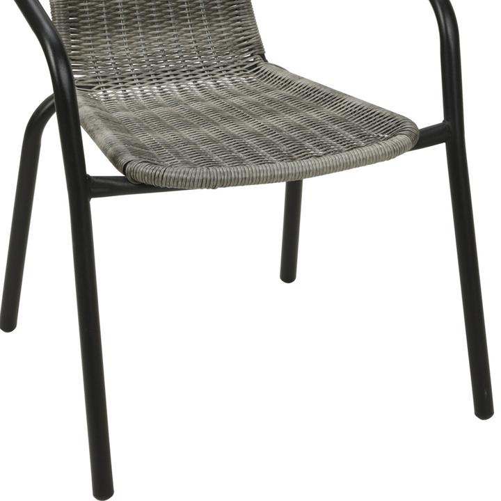 Produktbild Mojawo 4 Stück Stabiler Polyrattan Bistrostuhl Stapelstuhl Grau meliert