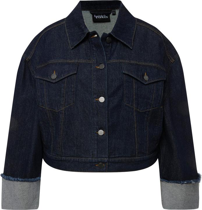 Immagine prodotto Ulla Popken Giacca di jeans in denim elasticizzato, maniche con risvolto e collo da camicia (58)
