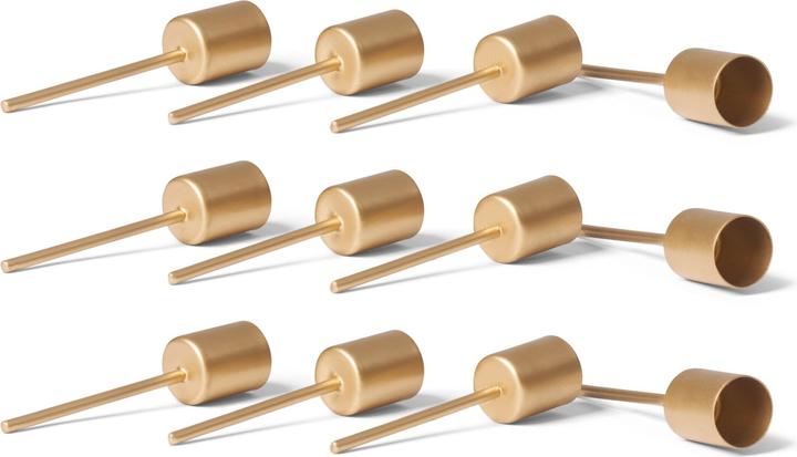 Produktbild Novaliv 12x Stabkerzenhalter gold I Kerzenpick 10 x 2,5 cm Kerzenpin Adventskranzdekoration I