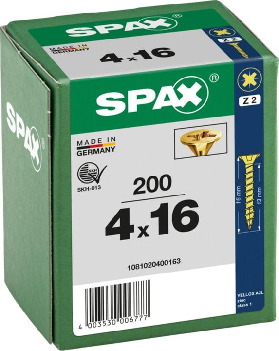Produktbild Spax Senkmultikopf Kreuzschlitz Z2 Vollgewinde Yellox (200 Schrauben pro Stück)