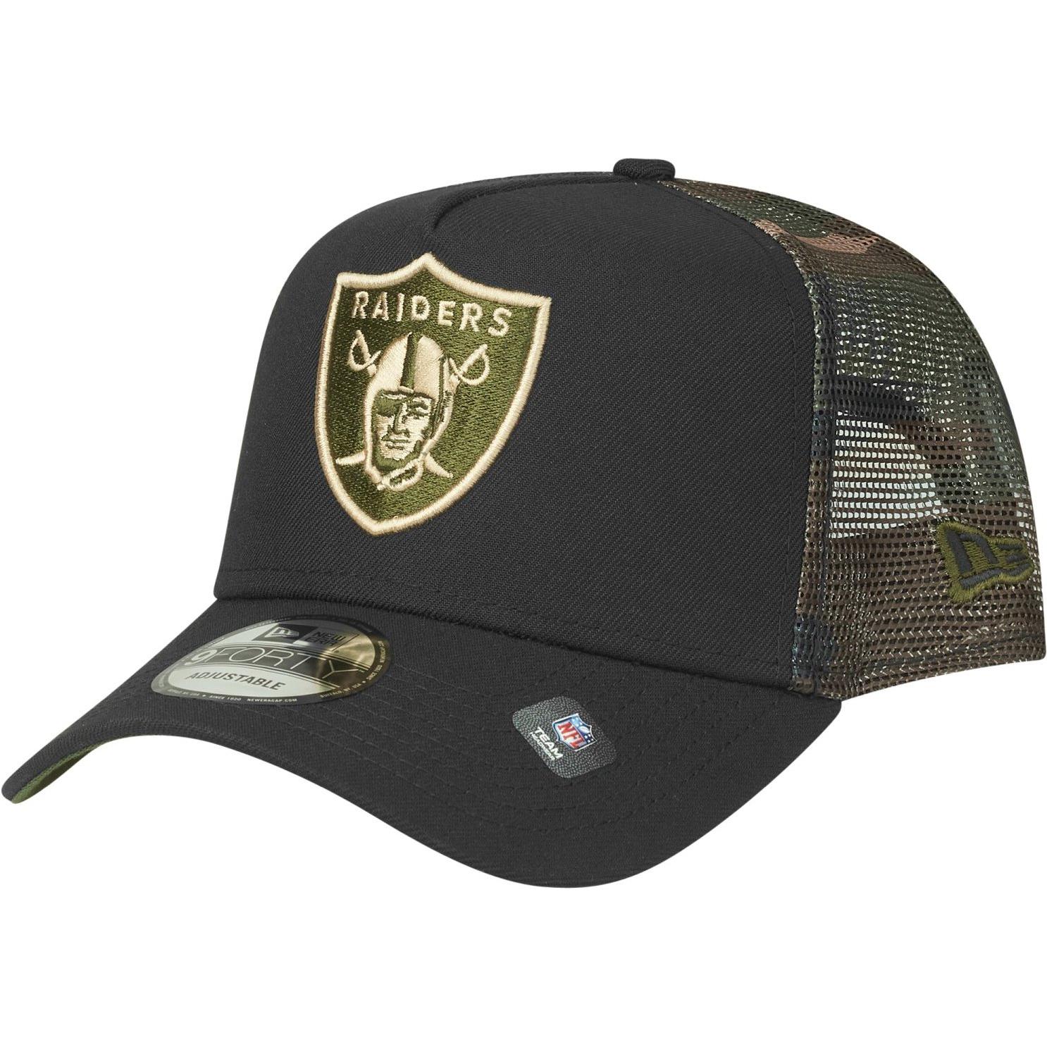 New Era, Herren, Cap, Snapback Trucker Cap - Las Vegas Raiders wood camo, Schwarz, (One Size)