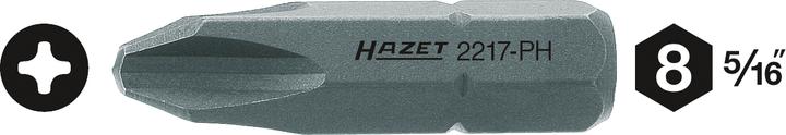 Produktbild HAZET Bit 2217-PH4 ∙ Sechskant8 (5/16 Zoll) ∙ Kreuzschlitz Profil PH ∙ PH4 (Kreuz Phillips PH M4)