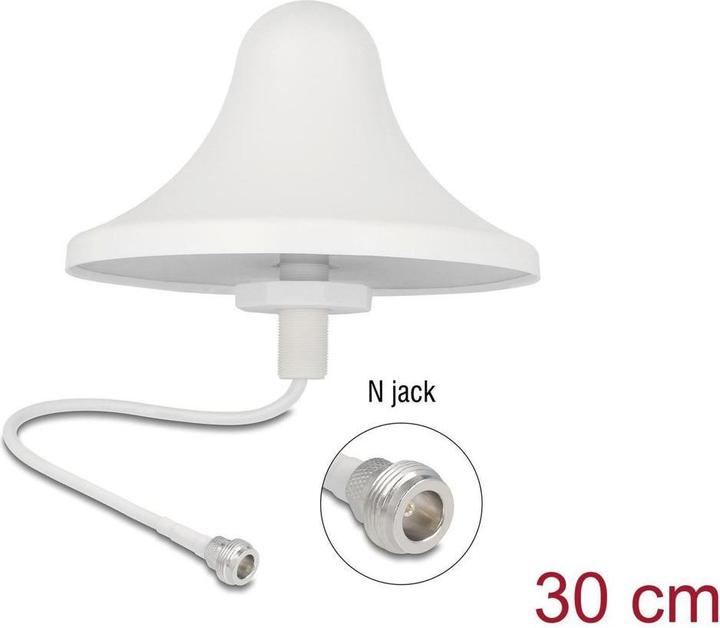 Image du produit Delock 4G WiFi 2,4 GHz Antenne N Buchse 3 dBi 30 cm RG-58 omnidirektional Deckenmontage weiÃŸ (4G, WiFi)