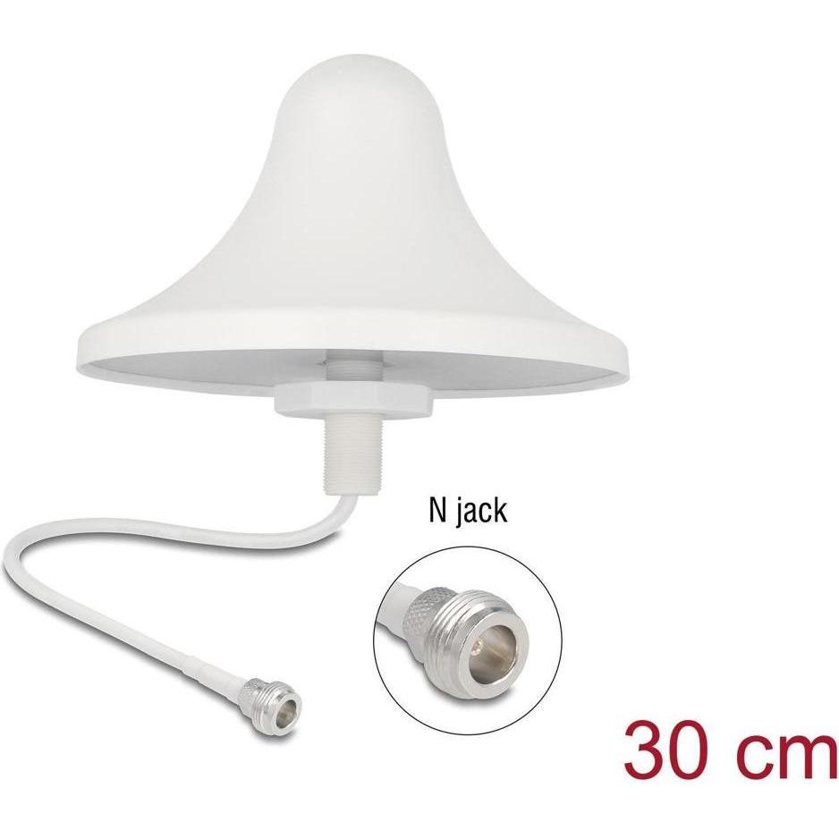 Delock 4G WiFi 2,4 GHz Antenne N Buchse 3 dBi 30 cm RG-58 omnidirektional Deckenmontage weiÃŸ (4G, WiFi), Antenna WiFi