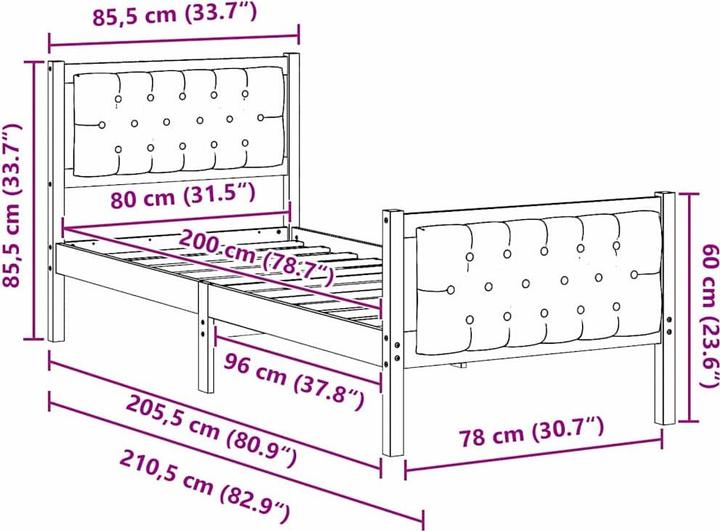 Image du produit vidaXL Modernes Bett (80 x 200 cm)
