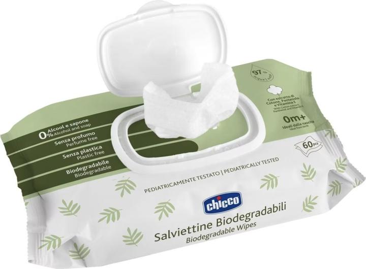 Actual product image Chicco Cleaning wipes BIODEGRADABLE, with flip cover, 60 pcs. - 0m+ (60 pcs.)