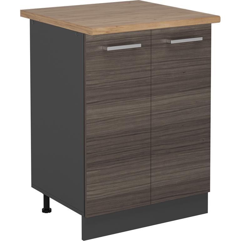 Vicco, Regal, Küchenunterschrank R-Line, Edelgrau/Anthrazit, 60 cm, AP Eiche