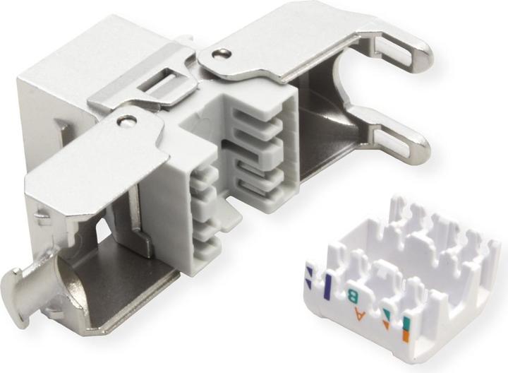 Actual product image Roline Keystone Cat6A/Cl.EA RJ45 shielded toolless silverf. (Keystone module)