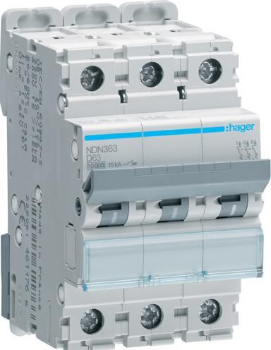 Produktbild Hager HAG NDN363 Leitungsschutzschalter 3-polig 10kA D-63A 3M