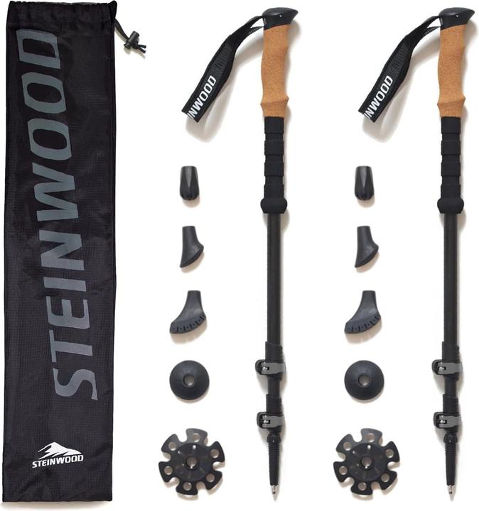 Image du produit Steinwood Premium Wanderstöcke Aluminium - Trekkingstöcke - leicht, verstellbar mit Teleskop und K… (135 cm)