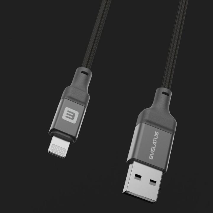 Actual product image Evelatus USB A to Lightning, Cable 1.2M ( MFI11CL )Aluminium housing braiding (1.20 m)