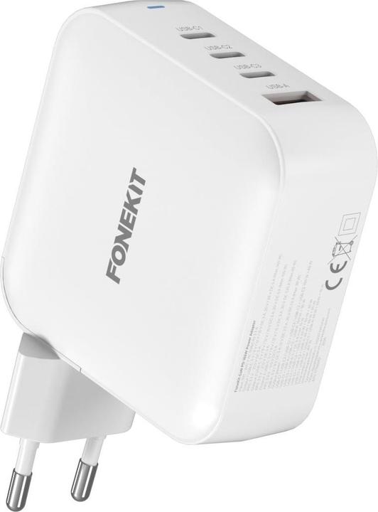 Image du produit FoneKit GaN PD 165W Power Adapter, USB-A + 3 x USB-C, white (165 W, 4 ports)