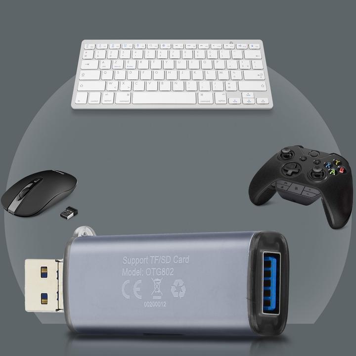 Produktbild LinQ 2-in-1 Lightning / USB-Stecker SD / Micro-SD Kartenleser, - Grau (Lightning, USB)