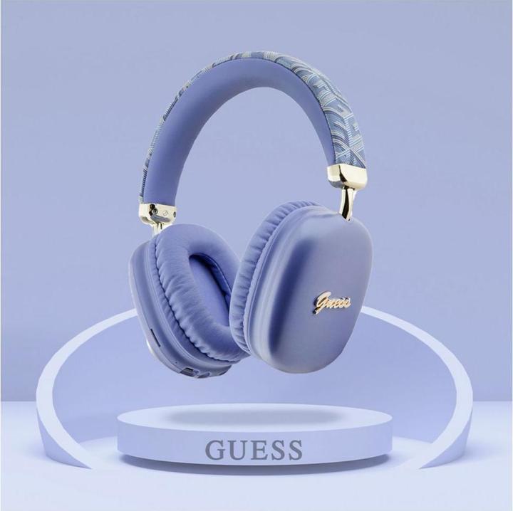 Actual product image Guess słuchawki nauszne Bluetooth GUBHK1GCTCSU fioletowy/purple Gcube Metallic Script Logo (32 h, Wireless)