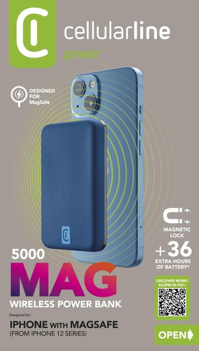 Produktbild Cellularline MagSafe Wireless Power Bank MAG 5000 BLUE (5000 mAh, 10 W, 19.25 Wh)