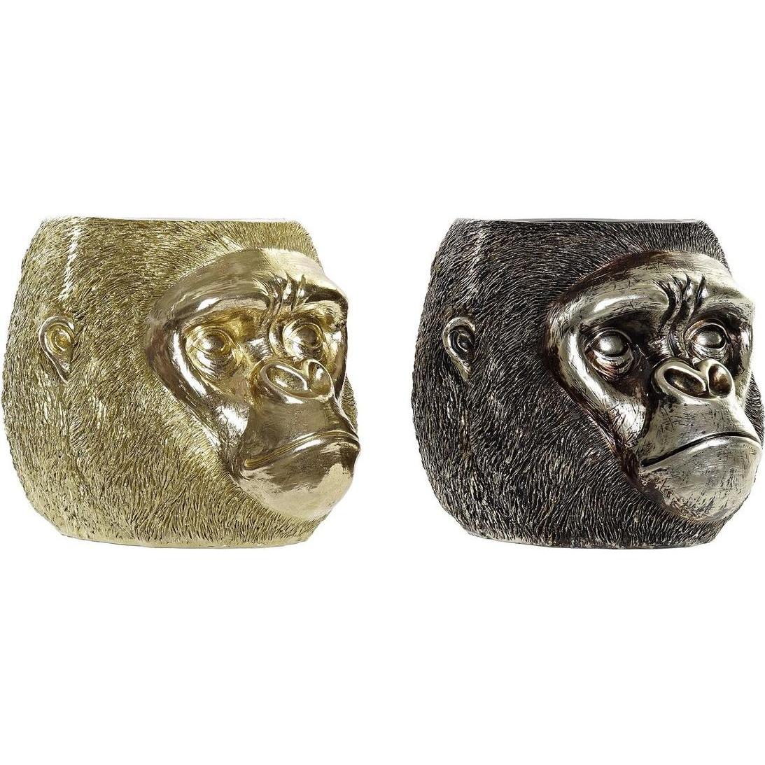 Thumbnail - DKD Home Decor, Deko Objekt, Deko-Figur 20 x 24,5 x 18,5 cm Silberfarben Gold Kolonial Gorilla (2 Stück)