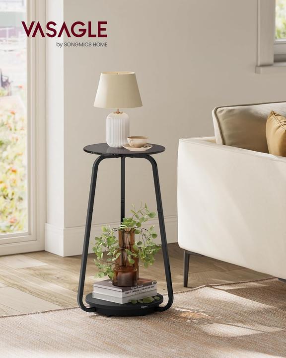 Produktbild Songmics Beistelltisch rund modern schiefergrau