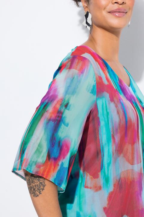 Produktbild Miamoda Meshbluse, A-Linie, Mesh mit farbigem Alloverdruck (48)