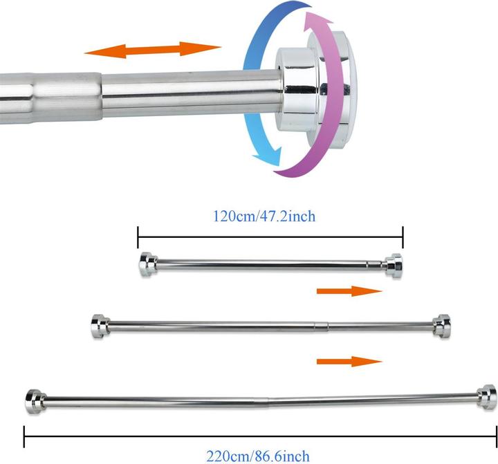 Produktbild Intirilife Teleskopstange in SILBER 120 - 220 cm