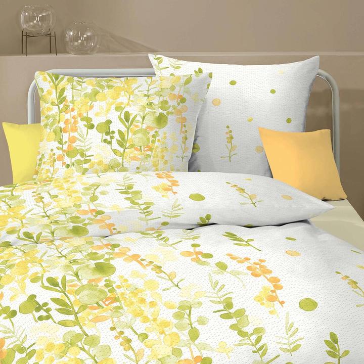 Immagine prodotto Traumschlaf Biancheria da letto seersucker Inaya lemon (Set di biancheria da letto, 160x210 cm + 65x100 cm)
