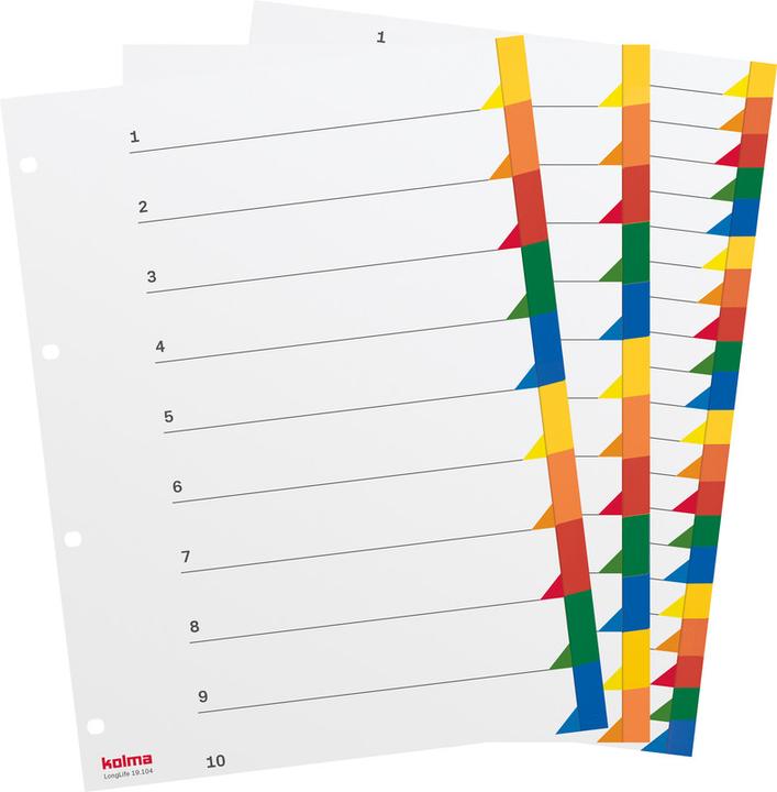 Produktbild Kolma Register A4 superstrong blanko 7-teilig farbig