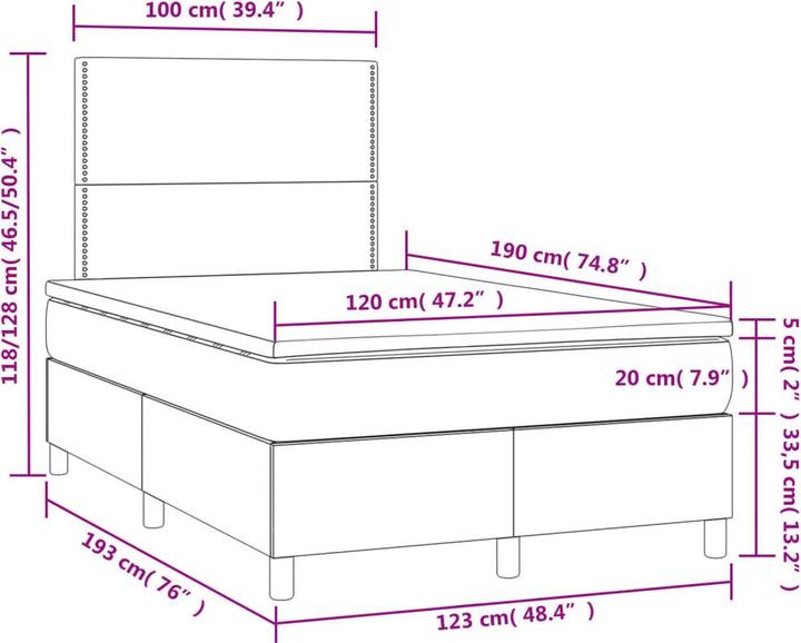 Produktbild vidaXL Boxspringbett (120 x 190 cm)