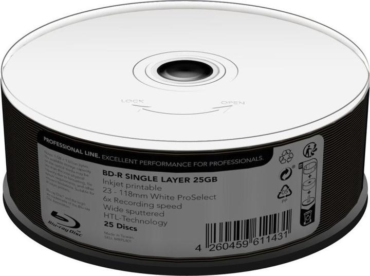 Immagine prodotto MediaRange Linea professionale BD-R 4x velocità di scrittura, stampante a getto d'inchiostro stampabile su (25 x)