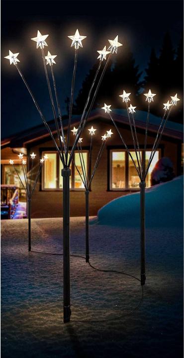 Actual product image Mojawo Set of 4 LED Garden Light Sticks with 24 Stars Battery Operated