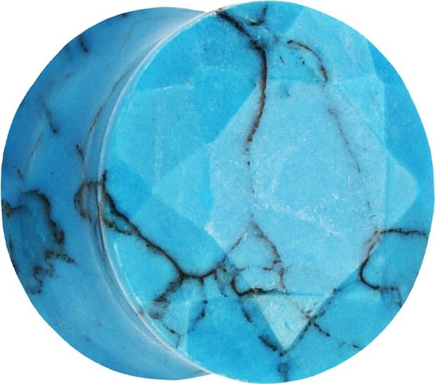 Image du produit Star Piercing Flared Plug facetté en pierre de turquoise (sans laiton, Minéral)