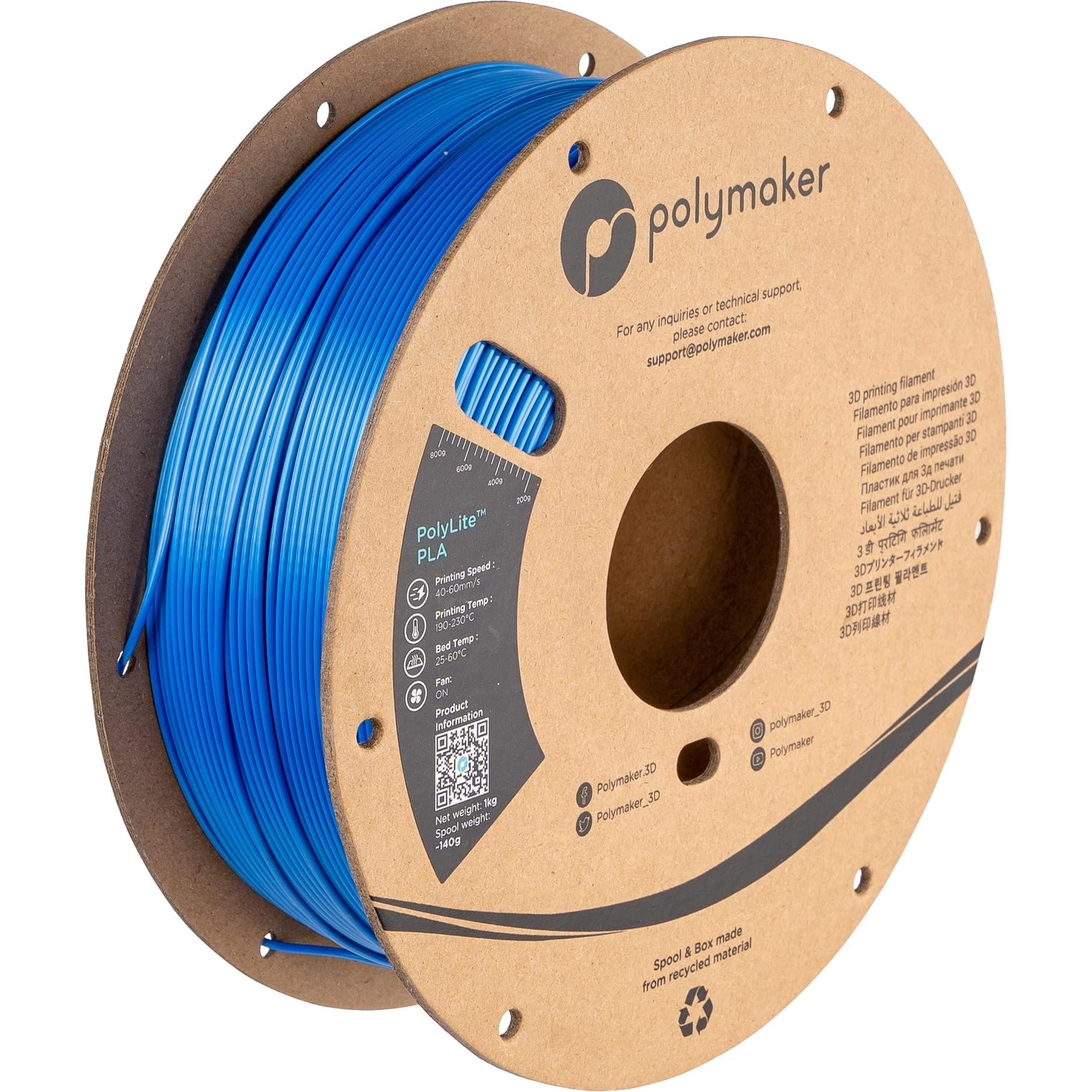 Polymaker PolyLite PLA Silk Blue 1.75mm 1kg (PLA, 1.75 mm, 1000 g, Blau), 3D Filament, Blau